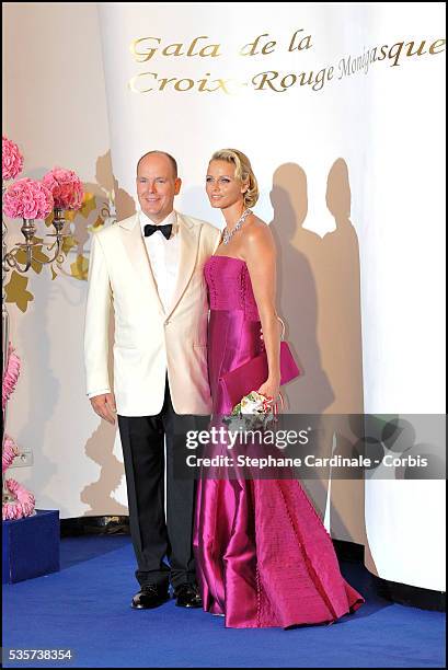 Prince Albert II of Monaco and Princess Charlene of Monaco attend the 63rd Red Cross Ball at the Sporting Monte-Carlo, in Monaco.
