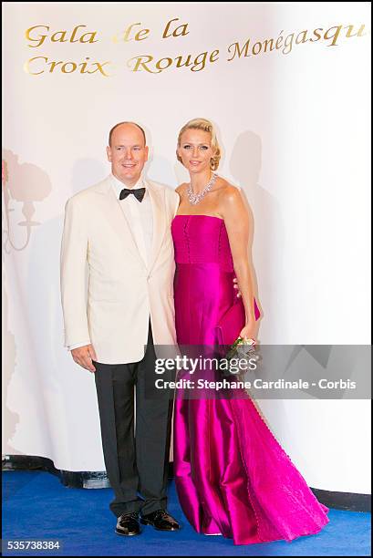 Prince Albert II of Monaco and Princess Charlene of Monaco attend the 63rd Red Cross Ball at the Sporting Monte-Carlo, in Monaco.