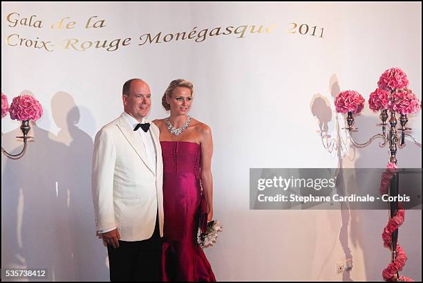 Prince Albert II of Monaco and Princess Charlene of Monaco attend the 63rd Red Cross Ball at the Sporting Monte-Carlo, in Monaco.