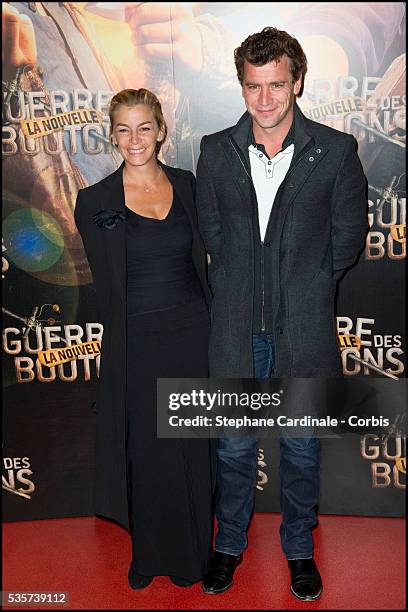 Alexandra Gonin and Gregori Baquet attend the premiere of 'La nouvelle guerre des boutons' at Cinema Gaumont Opera, in Paris.