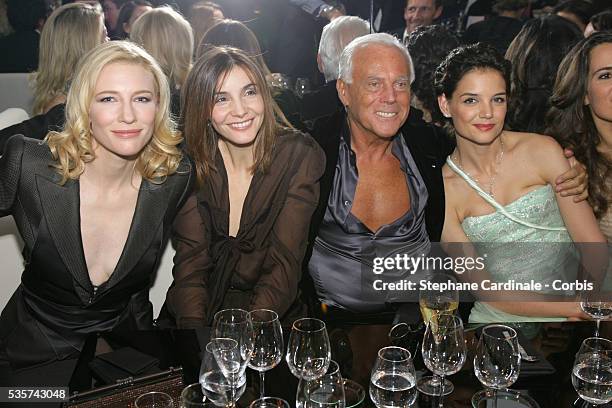 Cate Blanchett, Princess Clotilde of Savoy, Giorgio Armani and Katie Holmes attend the Armani Party held at the Modern Art Museum.