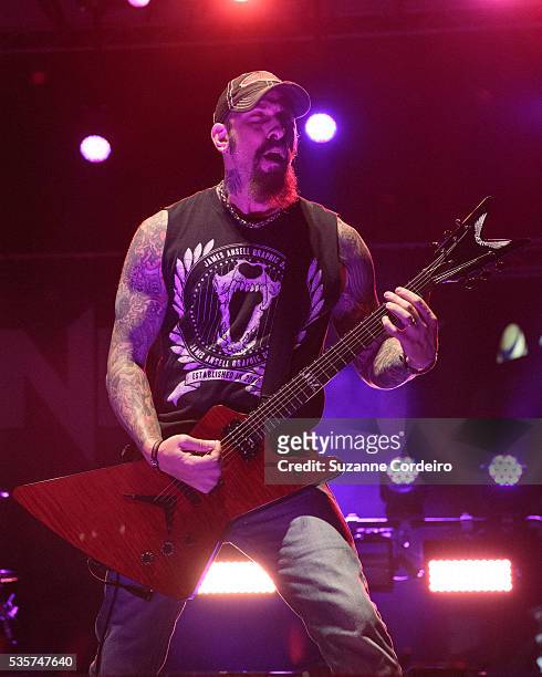 John Connolly of the bandSevendust performs onstage during River City Rockfest at AT&T Center on May 29, 2016 in San Antonio, Texas.