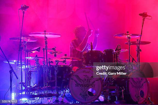 Morgan Rose performs in concert with Sevendust during the River City Rock Fest at the AT&T Center on May 26, 2016 in San Antonio, Texas.