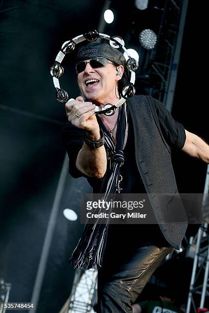 Klaus Meine performs in concert with the Scorpions during the River City Rock Fest at the AT&T Center on May 26, 2016 in San Antonio, Texas.