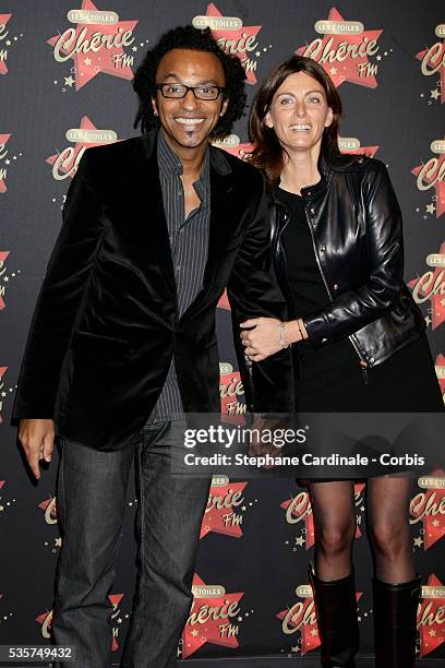 Manu Katche with his wife Laurence arrive at "Les Etoiles de Cherie FM" awards, held in Paris.