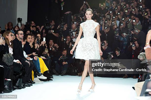 Model walks the runway during the Elie Saab Haute Couture Spring/Summer 2012 show as part of the Paris Fashion Week Spring/Summer 2012.