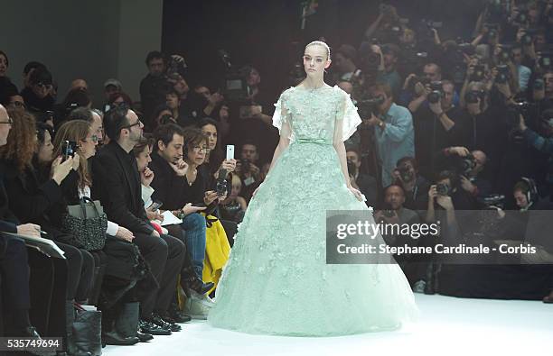 Model walks the runway during the Elie Saab Haute Couture Spring/Summer 2012 show as part of the Paris Fashion Week Spring/Summer 2012.