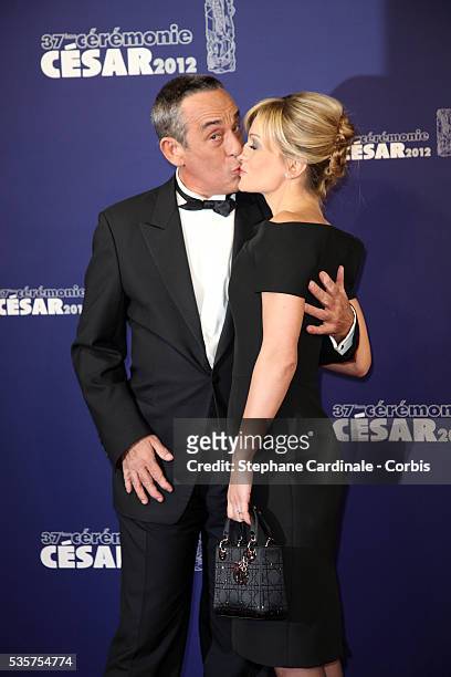 Thierry Ardisson and Audrey Crespo-Mara attend the 37th Cesar Film Awards at Theatre du Chatelet, in Paris.