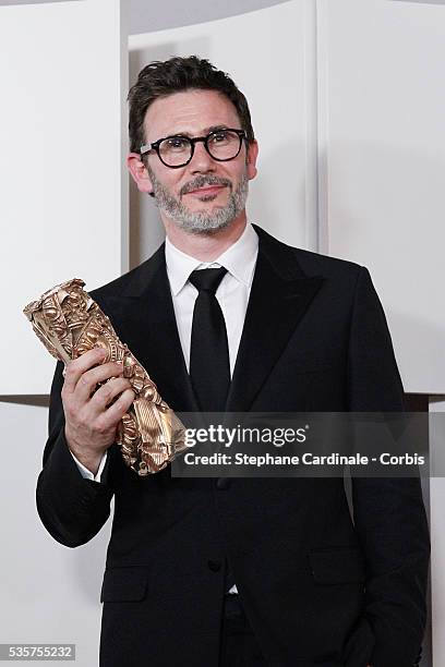 Michel Hazanavicius poses in the Awards Room during the 37th Cesar Film Awards at Theatre du Chatelet, in Paris.