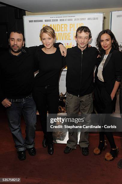 Nabil Ben Yadir, Virginie Efira, julien Courbey and Amelle Chahbi attend the premiere of "Les Barons" in Paris.