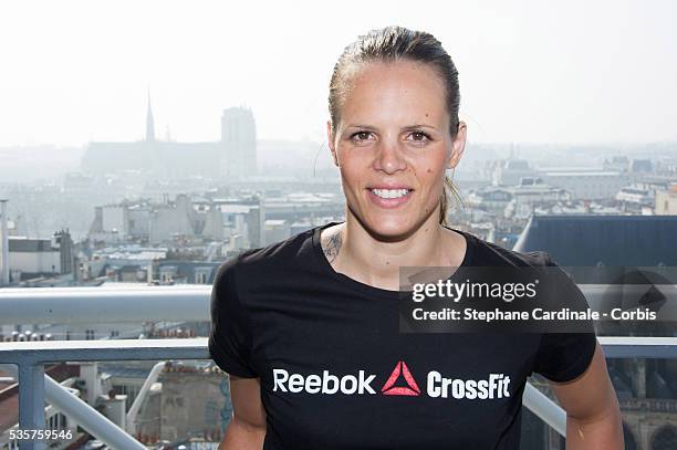 French swimmer Laure Manaudou helps to launch Reebok's The Sport of Fitness campaign at the Georges Pompidou Centre, in Paris