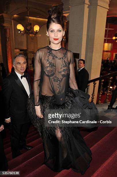 Laetitia Casta arrives at the 35th Cesar awards ceremony, held at the Chatelet theater in Paris.