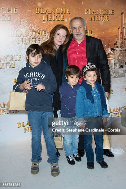 Francis Perrin and wife Gersande attend the Mirror Mirror Paris Premiere at Gaumont Capucines, in Paris.