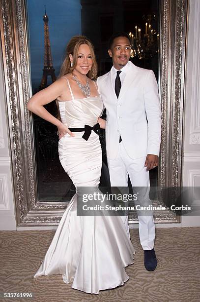 Mariah Carey and her husband Nick Cannon during the their vows renewal ceremony to celebrate their fourth year of marriage, in Paris