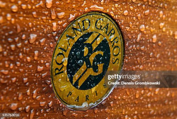 Prolonged heavy rain prevents play from starting on day nine of the 2016 at Roland Garros on May 30, 2016 in Paris, France.