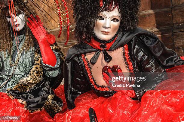 red couple venice carnival 2013 st mark's square italy - venice carnival 2013 stock pictures, royalty-free photos & images