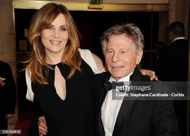 Emmanuelle Seigner and Roman Polanski attend the 36th Cesar Film Awards at Theatre du Chatelet in Paris.