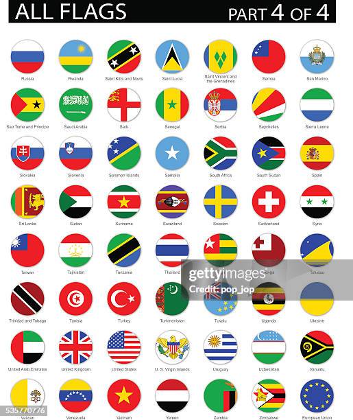 all world round flag flat icons - illustration - slovenia stock illustrations