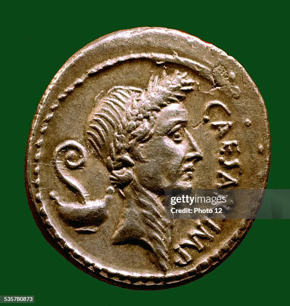 Roman coin representing Julius Caesar, Antiquity, Roman art,, .