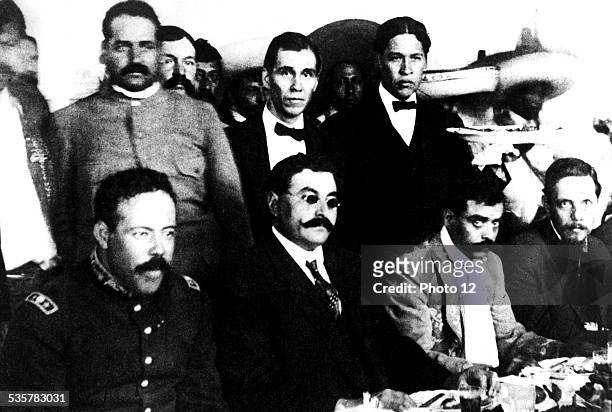 Villa, Eulalio Gutierrez and Emiliano Zapata together for a banquet between the Huerta and Carranza presidencies Mexico, Mexico. Culture funds, .