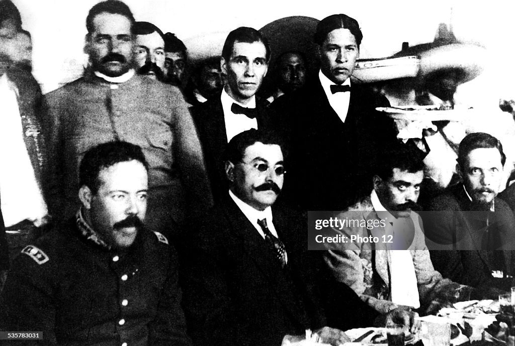 Villa, Eulalio Gutierrez and Emiliano Zapata together for a banquet in between the Huerta and Carranza presidencies