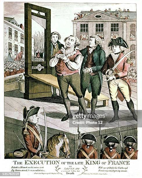 Execution of Louis XVI, King of France English engraving, France, French Revolution of 1789,, .