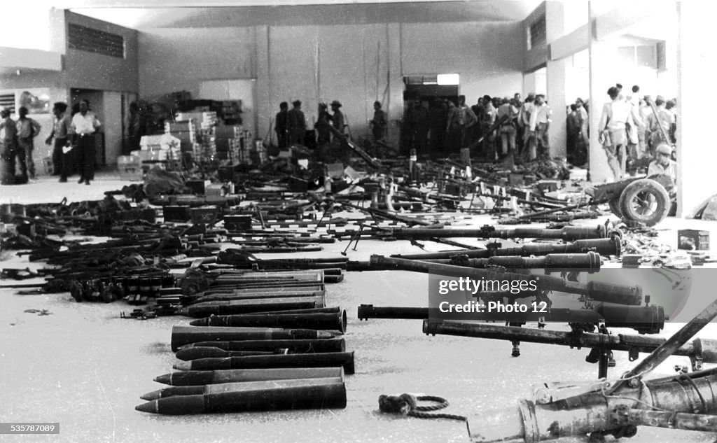 Landing at the Bay of Pigs. Partial view of the weapons taken to anti-Castroist mercenaries