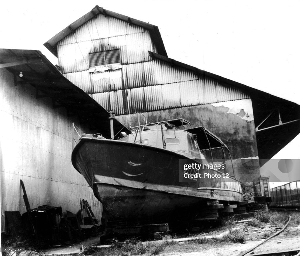 Landing at the Bay of Pigs. The one and only patrol boat on the Atlantic coast of Costa Rica. It was under repair in Puerto Limon during 9 months