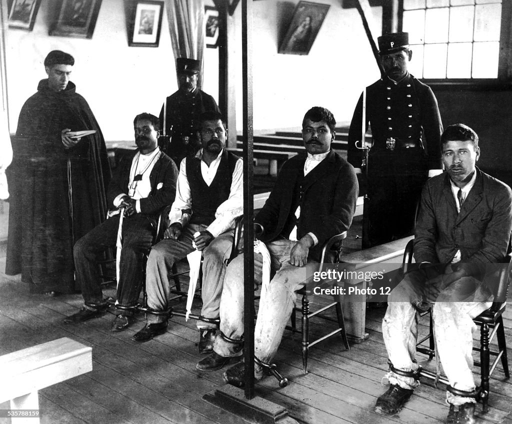 Santiago, c. 1900, men under sentence of death and a priester