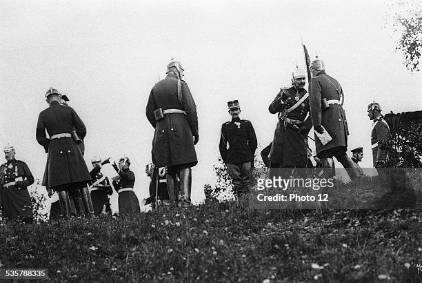 Wilhelm II, German Kaiser, during military manoeuvres near Berlin, , Grandson of Wilhelm I, Son of Frederick III and Victoria, née Royal Princess of...