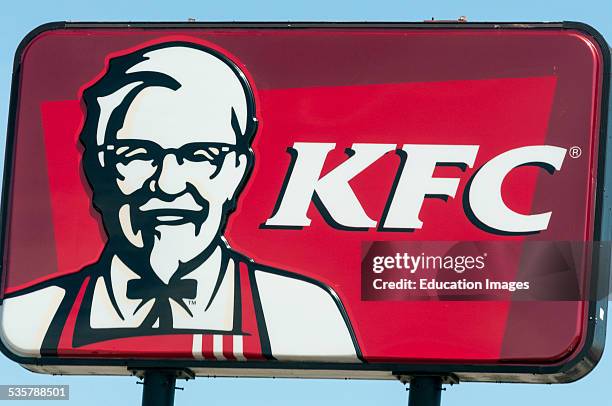 Kentucky Fried Chicken KFC fast food restaurant sign.