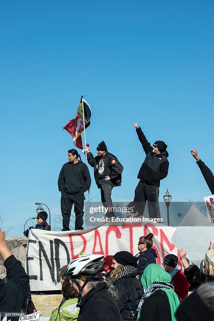 Minneapolis, Minnesota, Rally against racism, Native Americans protesting outside the stadium