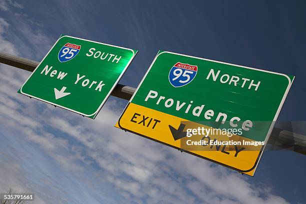 Route 95 directing to New York City and Providence Rhode Island.