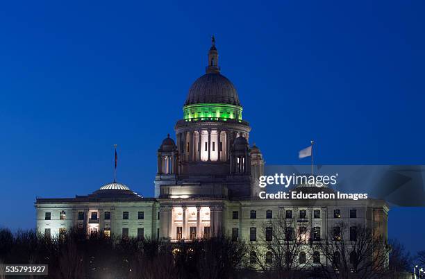 Rhode Island State Capitol at dusk, Providence, Rhode Island.