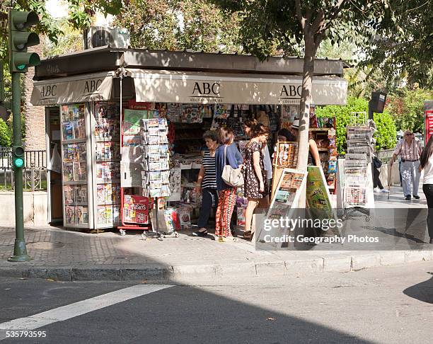 Typical street corner newsagent booth, Seville, Spain.