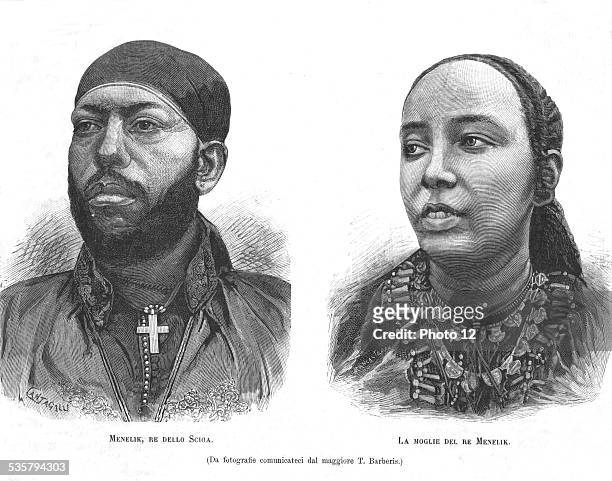 Menelik II, Emperor of Ethiopia, and his wife, in "L'Illustrazione italiana", February 2 Ethiopia .