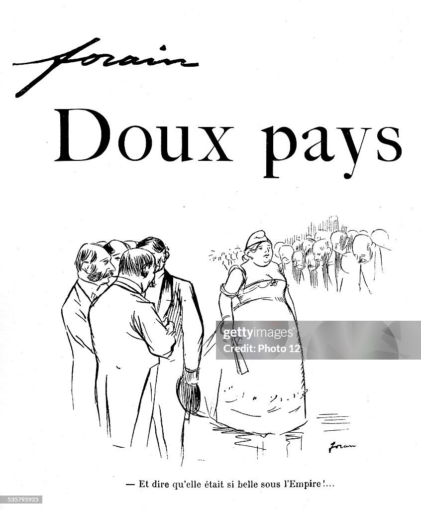 Drawing by Jean-Louis Forain (1852-1931). "Gentle Homeland"