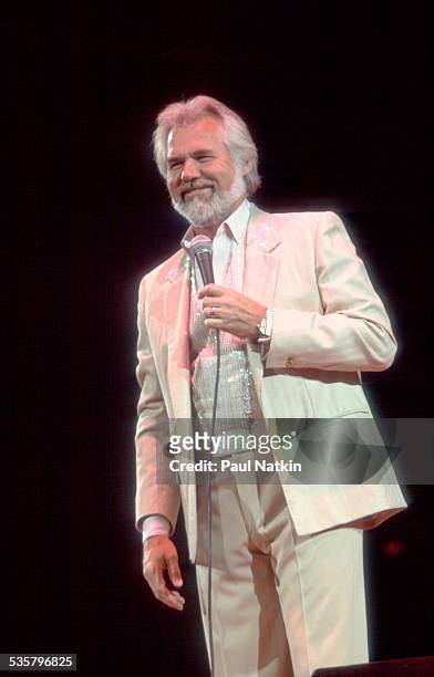American musician Kenny Rogers performs at the Rosemont Horizon , Rosemont, Illinois, April 15, 1983.