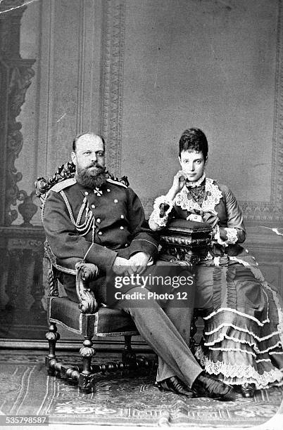 Tsar Alexander III of Russia and Tsarina Maria Feodorovna , Married in Saint Petersburg in 1866.