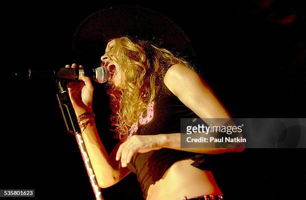 Mexican pop star Paulina Rubio performs, Chicago, Illinois, June 30, 2001.