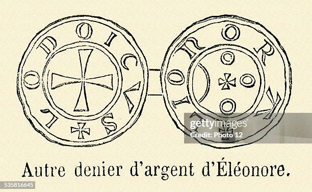 Money of Eleanor of Aquitaine. 19th Century engraving.