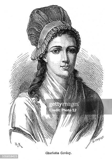 Portrait of Charlotte Corday , figure of the French Revolution, she was executed under the guillotine for the assassination of Jean-Paul Marat, 18th...