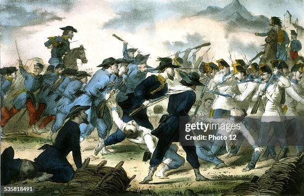 Italian unity, battle of Varese. Austrians attacking Garibaldi's army corps, , Italy,, Milan, Risorgimento Museum, .