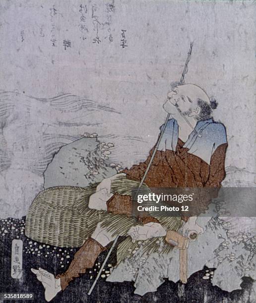 Hokusai , Self-portrait as an old fisherman, 19th century, Japan, Glasgow. The Burrell collection, .