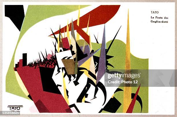 Drawing by Tato, The Cagliardetti's party , c.1925, Italy.