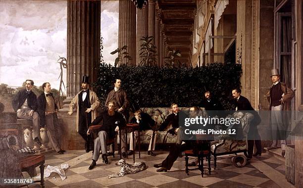 James Tissot , Gentlemen's club of the Rue Royale Private collection, .