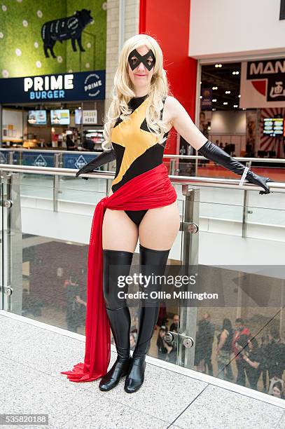 Cosplay enthusiasts dressed in character on Day 2 of MCM London Comic Con at The London ExCel on May 28, 2016 in London, England.