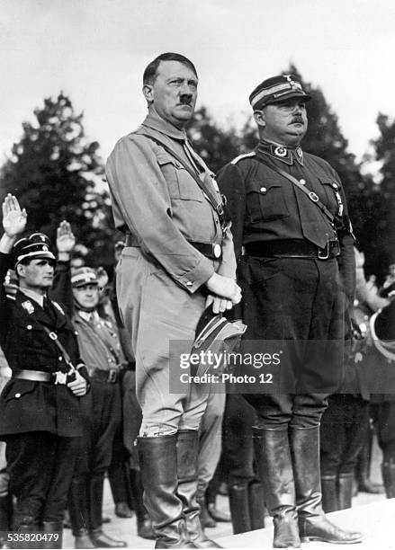 Hitler with S.A. Stabschef, Ernst R?hm 1934, Germany.