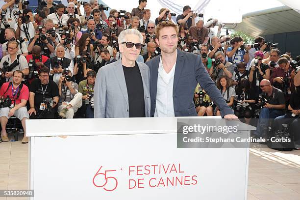 David Cronenberg and Robert Pattinson at the photo call for "Cosmopolis" during the 65th Cannes International Film Festival.