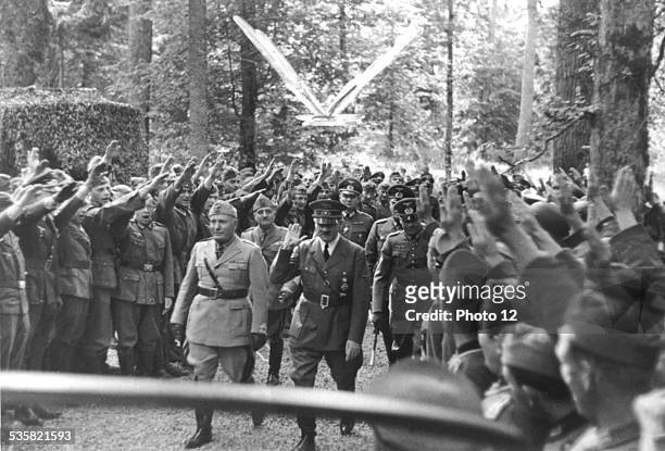 Mussolini and Hitler at the Wehrmacht Oberkommando, Summer 1941, Germany - Second World War.